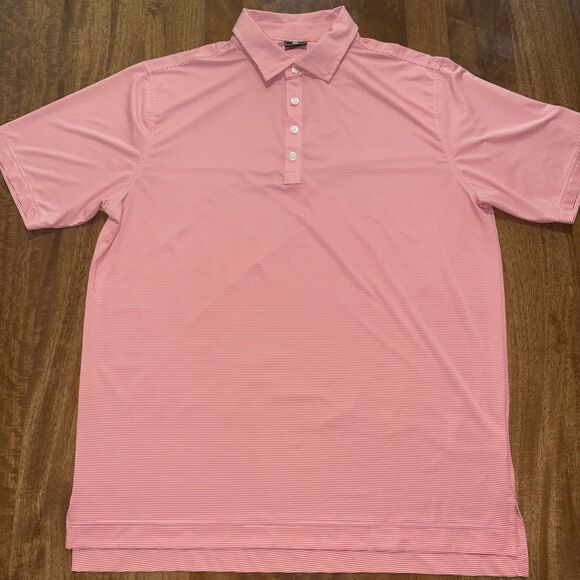 FootJoy Other - FootJoy Mens Pink Striped Golf Polo Shirt Large Short Sleeve Performance